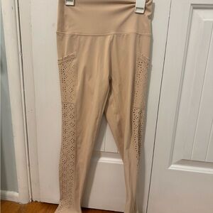 Aerie Beige Laser-Cut Leggings